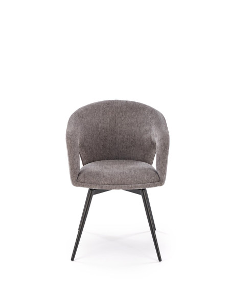 K550 Krzesło Popielate Kubełkowe Obracane 180°, Tkanina, Nogi Stalowe Czarne