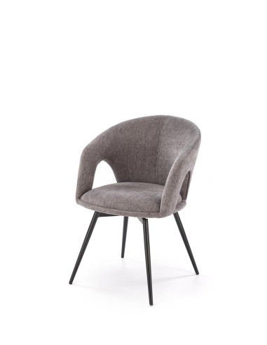 K550 Krzesło Popielate Kubełkowe Obracane 180°, Tkanina, Nogi Stalowe Czarne