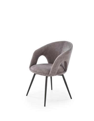 K550 Krzesło Popielate Kubełkowe Obracane 180°, Tkanina, Nogi Stalowe Czarne