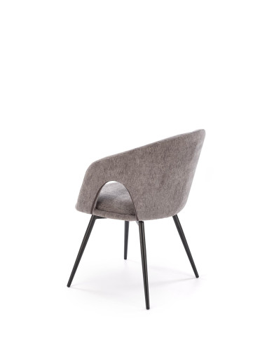 K550 Krzesło Popielate Kubełkowe Obracane 180°, Tkanina, Nogi Stalowe Czarne