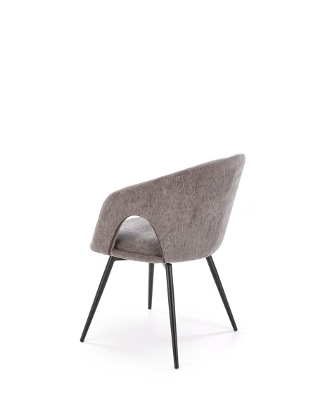 K550 Krzesło Popielate Kubełkowe Obracane 180°, Tkanina, Nogi Stalowe Czarne