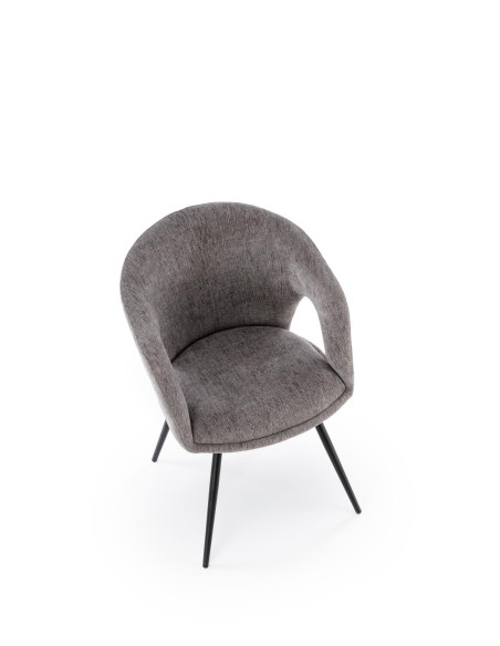 K550 Krzesło Popielate Kubełkowe Obracane 180°, Tkanina, Nogi Stalowe Czarne