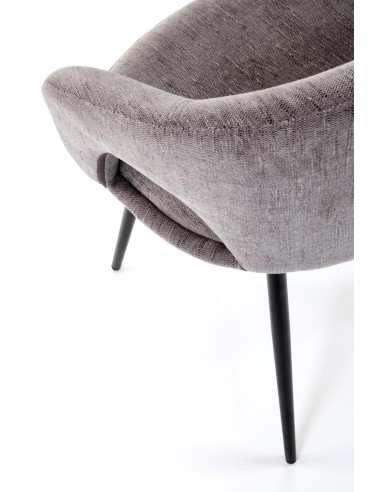 K550 Krzesło Popielate Kubełkowe Obracane 180°, Tkanina, Nogi Stalowe Czarne