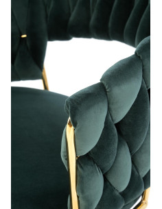 K551 Krzesło Glamour Ciemno Zielone Velvet | Stal Chromowana Złote Detale 2
