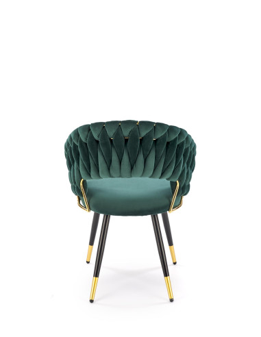 K551 Krzesło Glamour Ciemno Zielone Velvet | Stal Chromowana Złote Detale