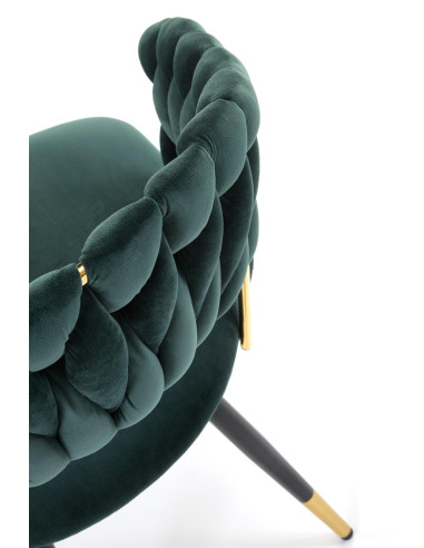 K551 Krzesło Glamour Ciemno Zielone Velvet | Stal Chromowana Złote Detale