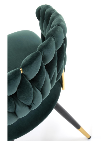 K551 Krzesło Glamour Ciemno Zielone Velvet | Stal Chromowana Złote Detale