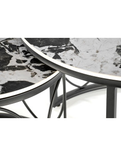 ALEXANDRA zestaw 2 ław, czarny marmur / czarny 2