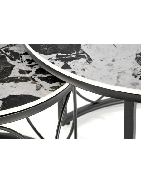ALEXANDRA zestaw 2 ław, czarny marmur / czarny