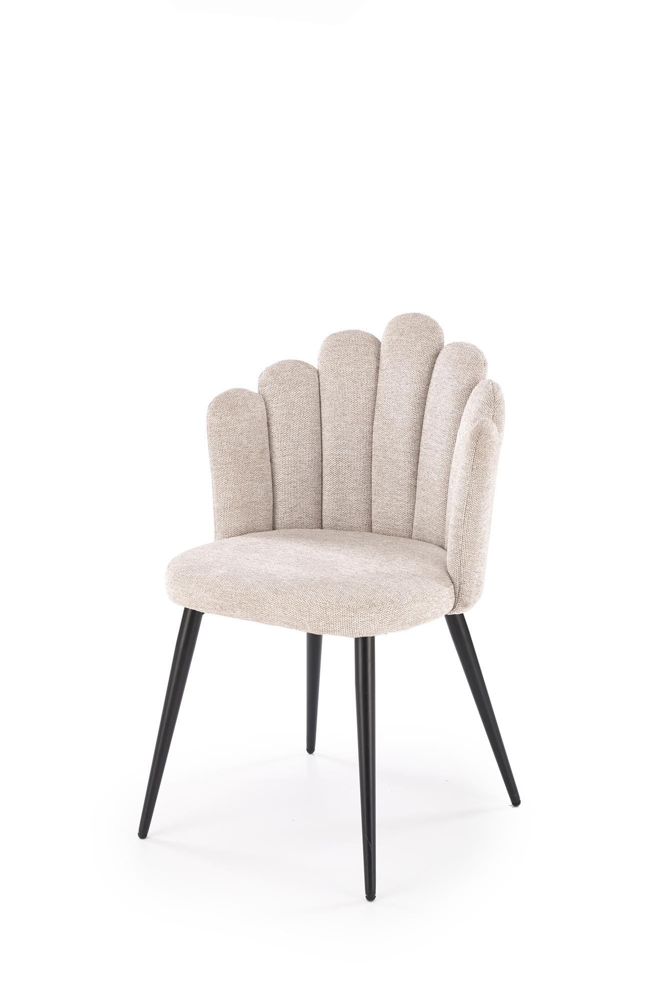 Beżowe krzesło K552 z kubełkowym oparciem, widok z boku.