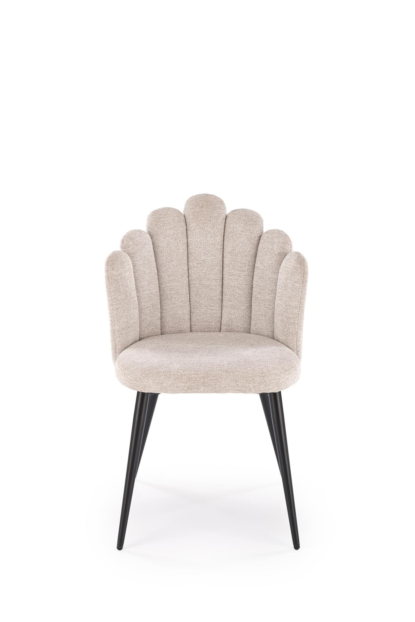 Przód beżowego krzesła K552 z tkaniny DIOSA i nowoczesnym kubełkowym oparciem.