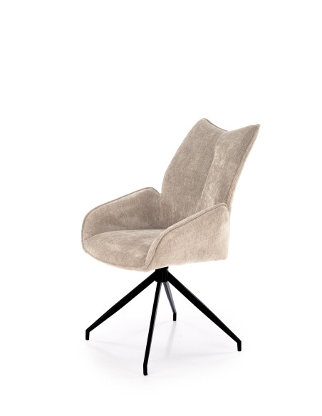 K553 Krzesło Beżowe Obracane 360°, Nogi Czarne | Ergonomiczny Komfort