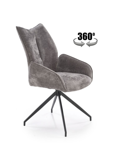 K553 Krzesło Popielate Obracane 360°, Nogi Czarne | Ergonomiczny Komfort