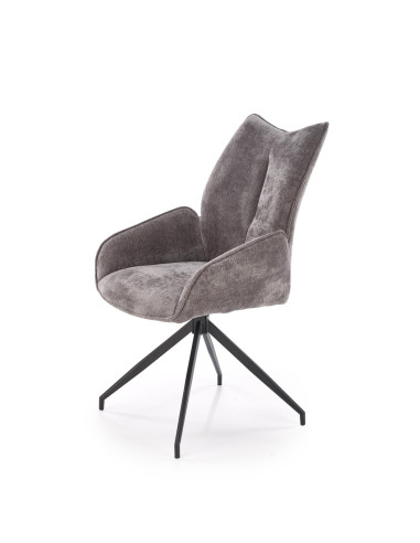 K553 Krzesło Popielate Obracane 360°, Nogi Czarne | Ergonomiczny Komfort