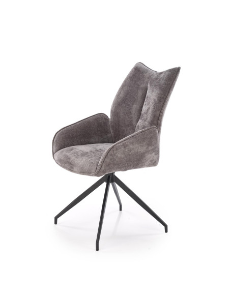 K553 Krzesło Popielate Obracane 360°, Nogi Czarne | Ergonomiczny Komfort