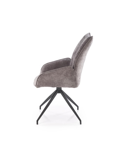 K553 Krzesło Popielate Obracane 360°, Nogi Czarne | Ergonomiczny Komfort
