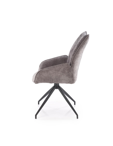 K553 Krzesło Popielate Obracane 360°, Nogi Czarne | Ergonomiczny Komfort