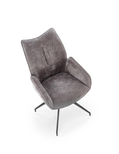 K553 Krzesło Popielate Obracane 360°, Nogi Czarne | Ergonomiczny Komfort