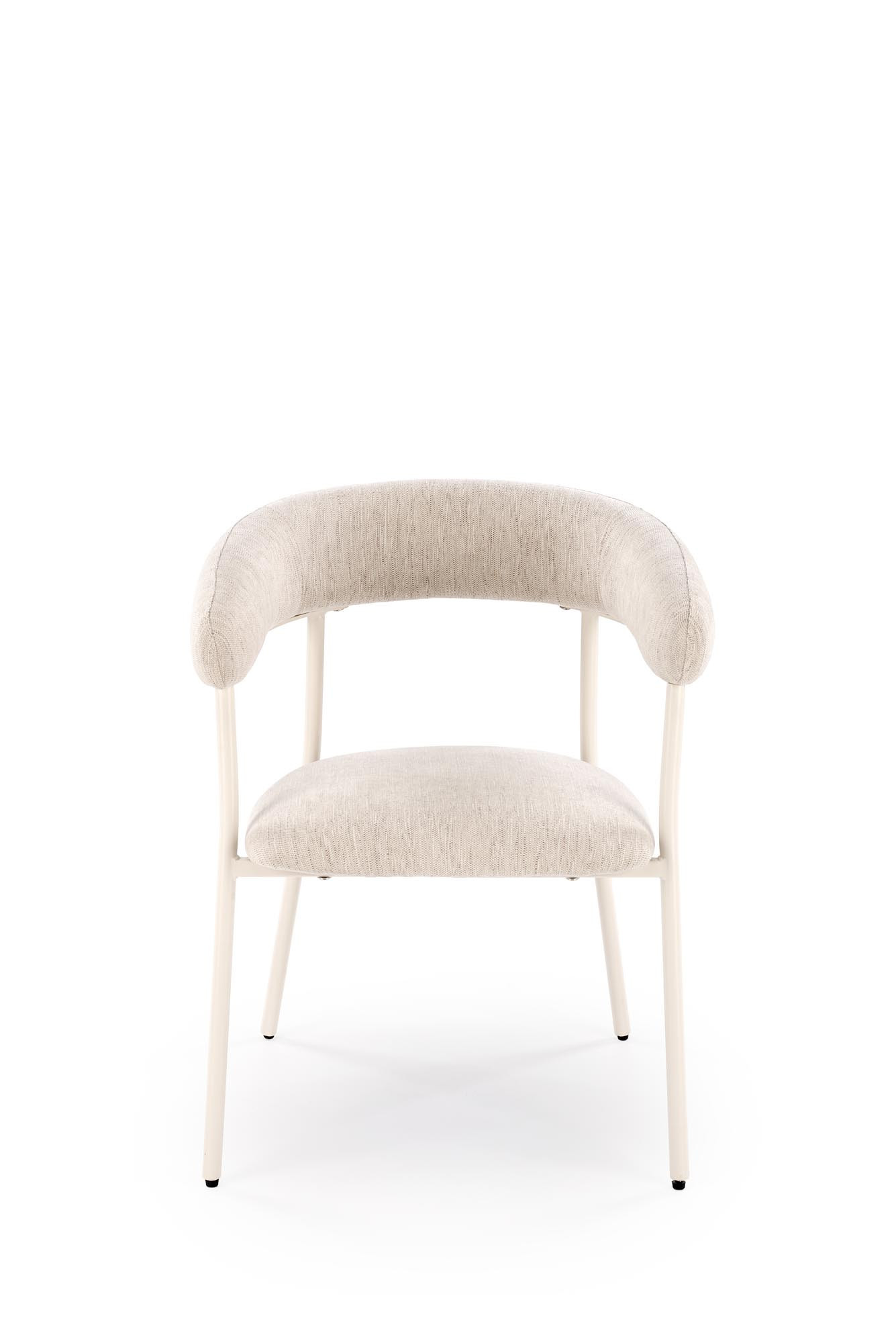 Jasno-beżowe krzesło K557 z zaokrąglonym oparciem – widok z przodu.