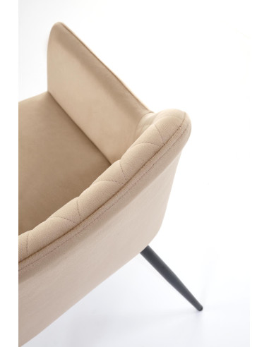 K558 Krzesło Beżowe Pikowane Velvet w Romby, Nogi Czarne | Szykowne