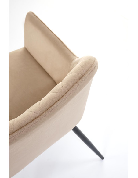 K558 Krzesło Beżowe Pikowane Velvet w Romby, Nogi Czarne | Szykowne