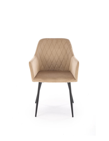 K558 Krzesło Beżowe Pikowane Velvet w Romby, Nogi Czarne | Szykowne