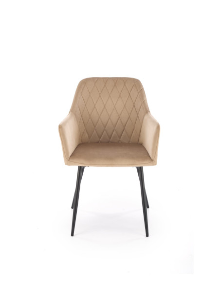 K558 Krzesło Beżowe Pikowane Velvet w Romby, Nogi Czarne | Szykowne