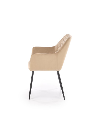 K558 Krzesło Beżowe Pikowane Velvet w Romby, Nogi Czarne | Szykowne