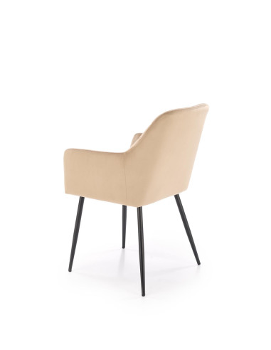 K558 Krzesło Beżowe Pikowane Velvet w Romby, Nogi Czarne | Szykowne