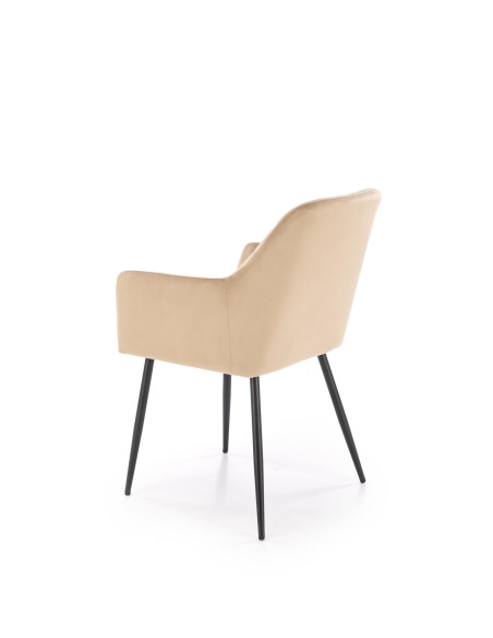 K558 Krzesło Beżowe Pikowane Velvet w Romby, Nogi Czarne | Szykowne