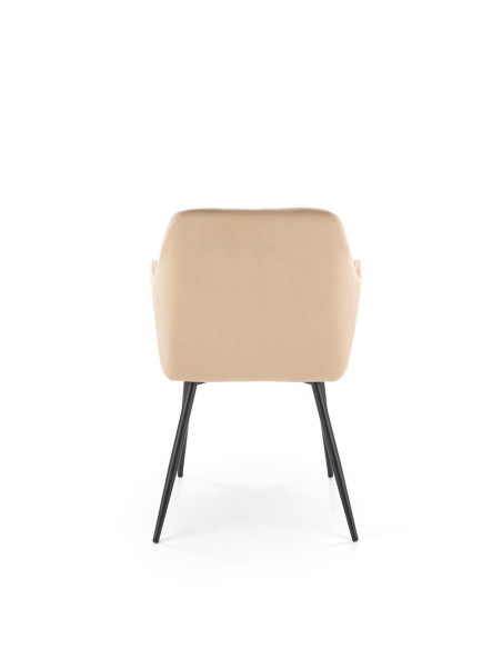 K558 Krzesło Beżowe Pikowane Velvet w Romby, Nogi Czarne | Szykowne