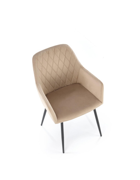 K558 Krzesło Beżowe Pikowane Velvet w Romby, Nogi Czarne | Szykowne