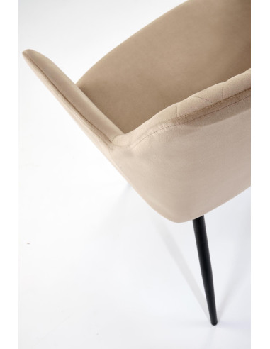 K558 Krzesło Beżowe Pikowane Velvet w Romby, Nogi Czarne | Szykowne