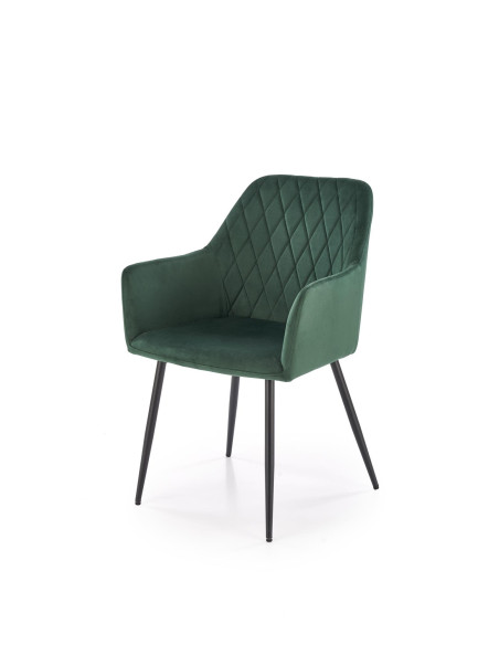K558 Krzesło C.Zielone Pikowane Velvet w Romby, Nogi Czarne | Szykowne