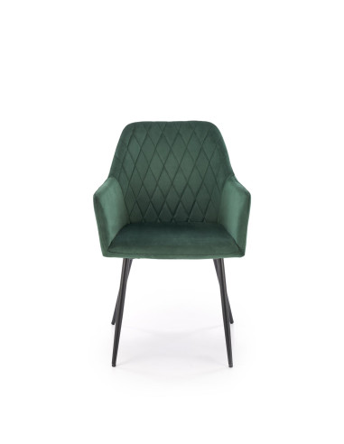 K558 Krzesło C.Zielone Pikowane Velvet w Romby, Nogi Czarne | Szykowne