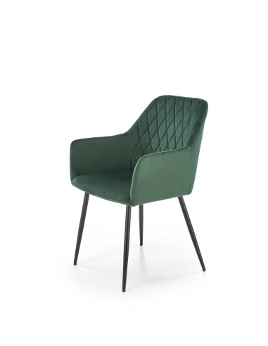 K558 Krzesło C.Zielone Pikowane Velvet w Romby, Nogi Czarne | Szykowne