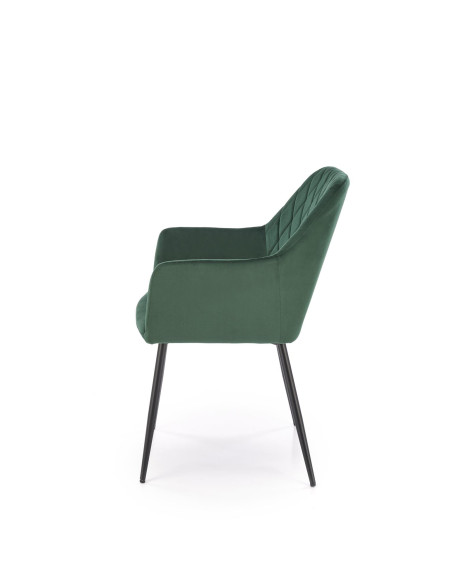 K558 Krzesło C.Zielone Pikowane Velvet w Romby, Nogi Czarne | Szykowne