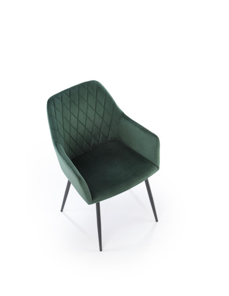 K558 Krzesło C.Zielone Pikowane Velvet w Romby, Nogi Czarne | Szykowne