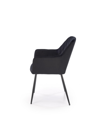 K558 Krzesło Czarne Pikowane Velvet w Romby, Nogi Czarne | Szykowne