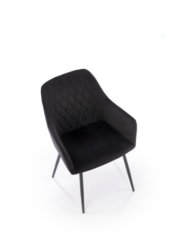 K558 Krzesło Czarne Pikowane Velvet w Romby, Nogi Czarne | Szykowne