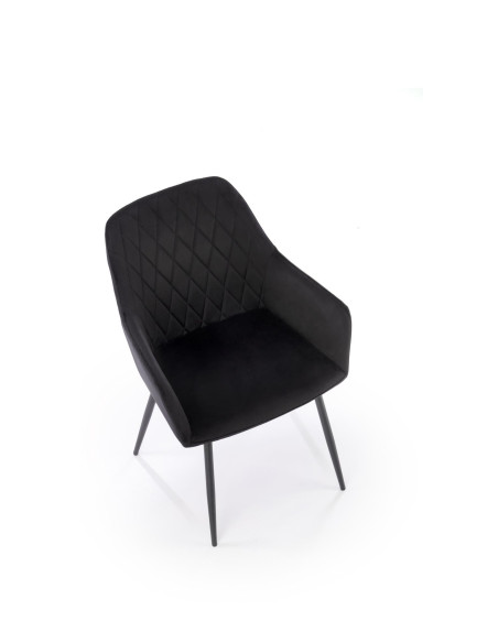 K558 Krzesło Czarne Pikowane Velvet w Romby, Nogi Czarne | Szykowne