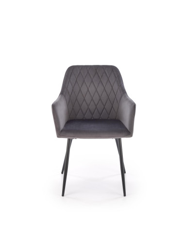 K558 Krzesło Popielate Pikowane Velvet w Romby, Nogi Czarne | Szykowne