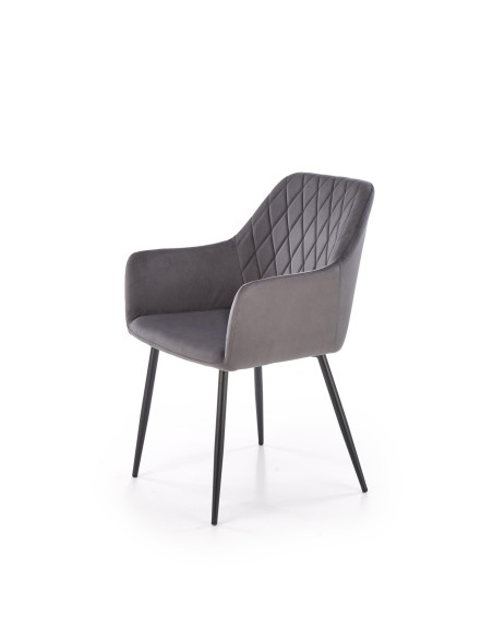 K558 Krzesło Popielate Pikowane Velvet w Romby, Nogi Czarne | Szykowne