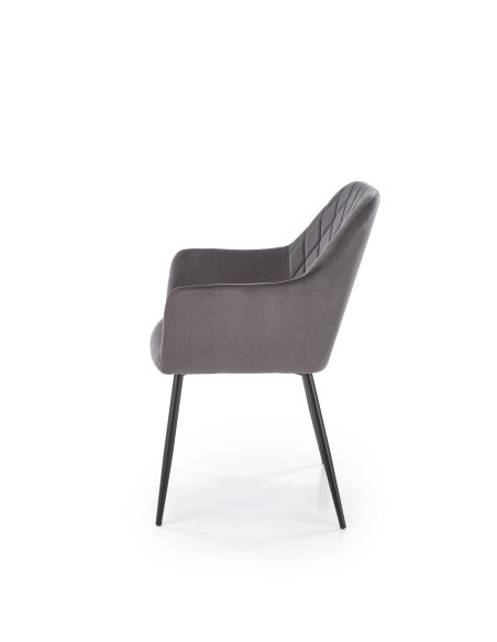 K558 Krzesło Popielate Pikowane Velvet w Romby, Nogi Czarne | Szykowne