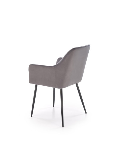 K558 Krzesło Popielate Pikowane Velvet w Romby, Nogi Czarne | Szykowne