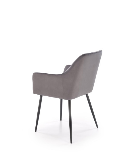 K558 Krzesło Popielate Pikowane Velvet w Romby, Nogi Czarne | Szykowne