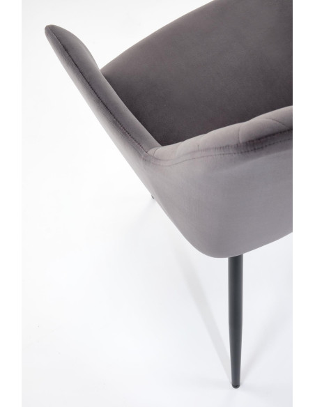 K558 Krzesło Popielate Pikowane Velvet w Romby, Nogi Czarne | Szykowne