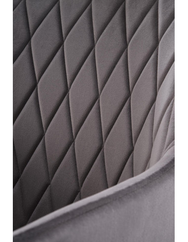 K558 Krzesło Popielate Pikowane Velvet w Romby, Nogi Czarne | Szykowne