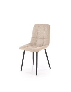 K560 Krzesło Beżowe Pikowane, Tkanina, Nogi Stalowe Czarne - Stylowa Forma
