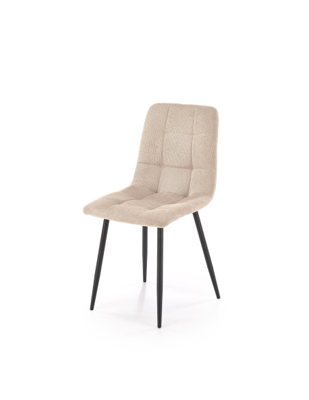 K560 Krzesło Beżowe Pikowane, Tkanina, Nogi Stalowe Czarne - Stylowa Forma